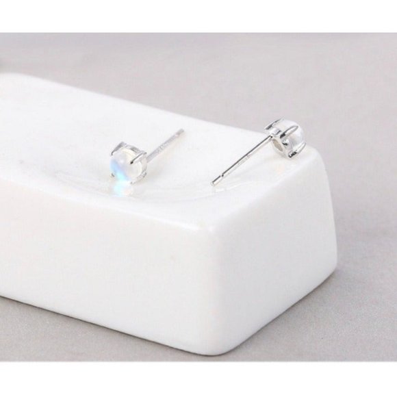 Moonstone Studs Earrings-Solid S925- EOS001 - Picture 6 of 6